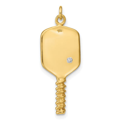 Ss/vergoldet Sterlingsilber Goldfarben und Emaille Pickleball Charm