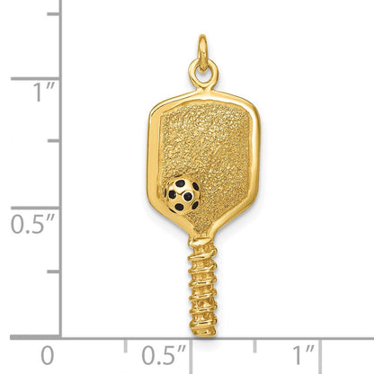 Ss/vergoldet Sterlingsilber Goldfarben und Emaille Pickleball Charm