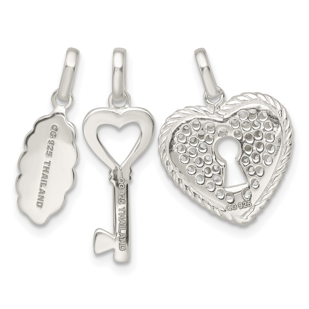 Sterlingsilber Antikisiert Zirkonia 3 Stück für Immer Anhänger Set