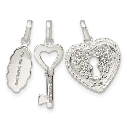 Sterlingsilber Antikisiert Zirkonia 3 Stück für Immer Anhänger Set