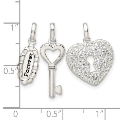 Sterlingsilber Antikisiert Zirkonia 3 Stück für Immer Anhänger Set