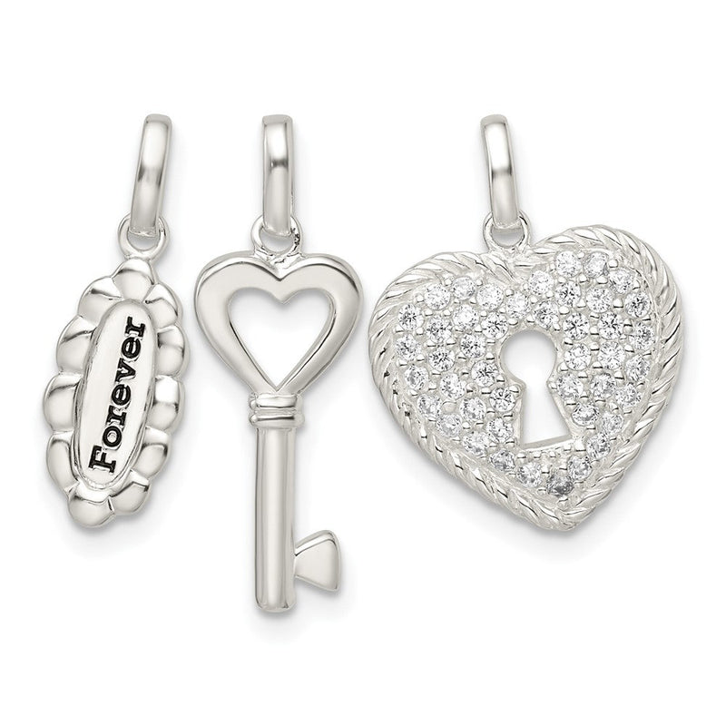 Sterlingsilber Antikisiert Zirkonia 3 Stück für Immer Anhänger Set