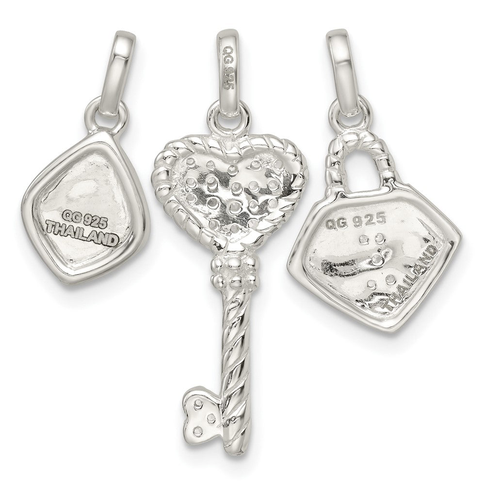Sterlingsilber Antikisiert Zirkonia 3 Stück Leben Anhänger Set