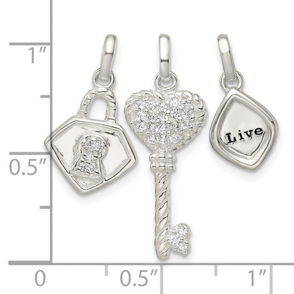 Sterlingsilber Antikisiert Zirkonia 3 Stück Leben Anhänger Set