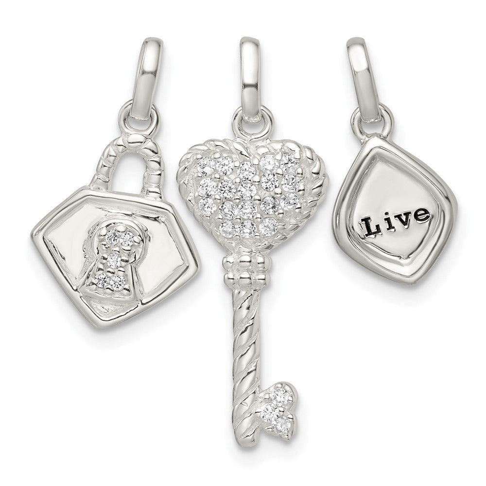 Sterlingsilber Antikisiert Zirkonia 3 Stück Leben Anhänger Set