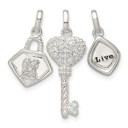 Sterlingsilber Antikisiert Zirkonia 3 Stück Leben Anhänger Set