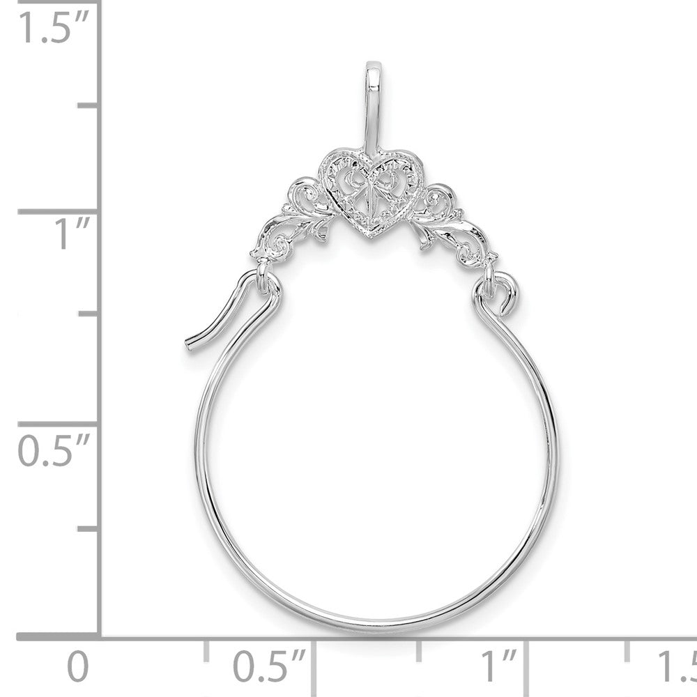 Sterlingsilber De-ani Rhodiniert Poliert Herz mit Ranke Charm Halter