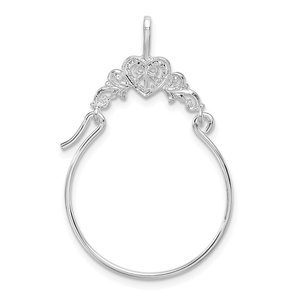 Sterlingsilber De-ani Rhodiniert Poliert Herz mit Ranke Charm Halter