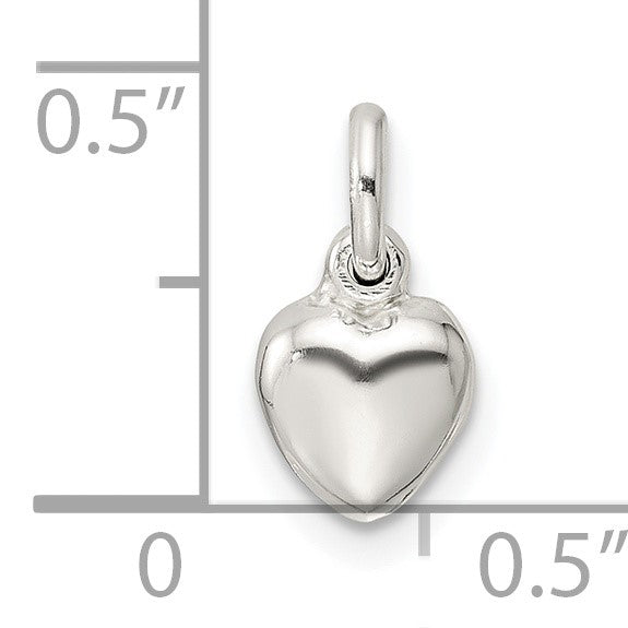 Sterlingsilber Klein Gewölbt Herz Charm