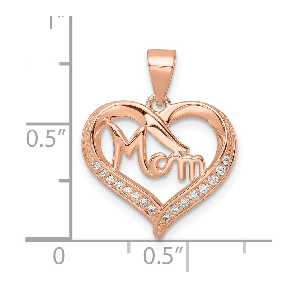 Sterlingsilber Roséfarben Zirkonia Mama Herz Anhänger