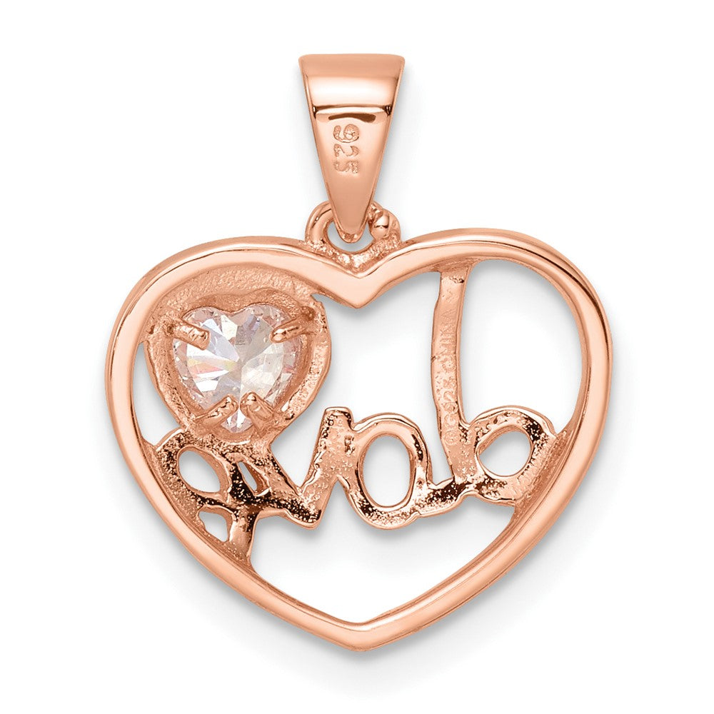 Sterlingsilber Roséfarben Zirkonia Liebe Herz Anhänger