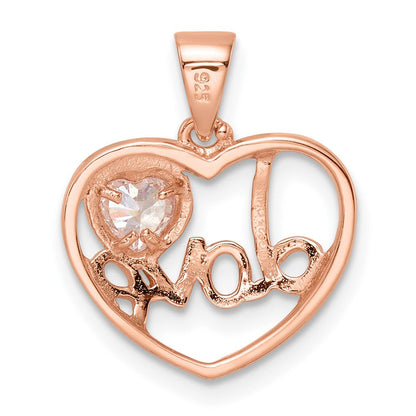 Sterlingsilber Roséfarben Zirkonia Liebe Herz Anhänger