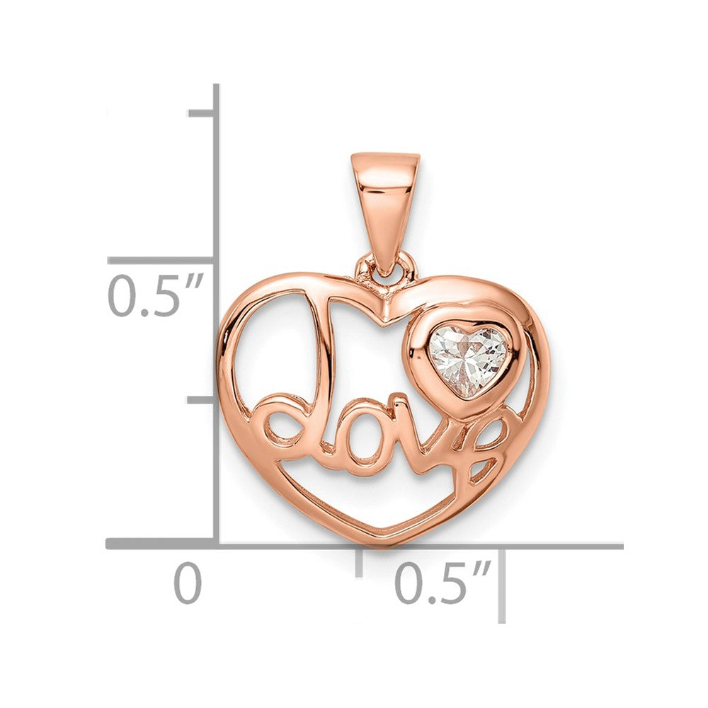 Sterlingsilber Roséfarben Zirkonia Liebe Herz Anhänger