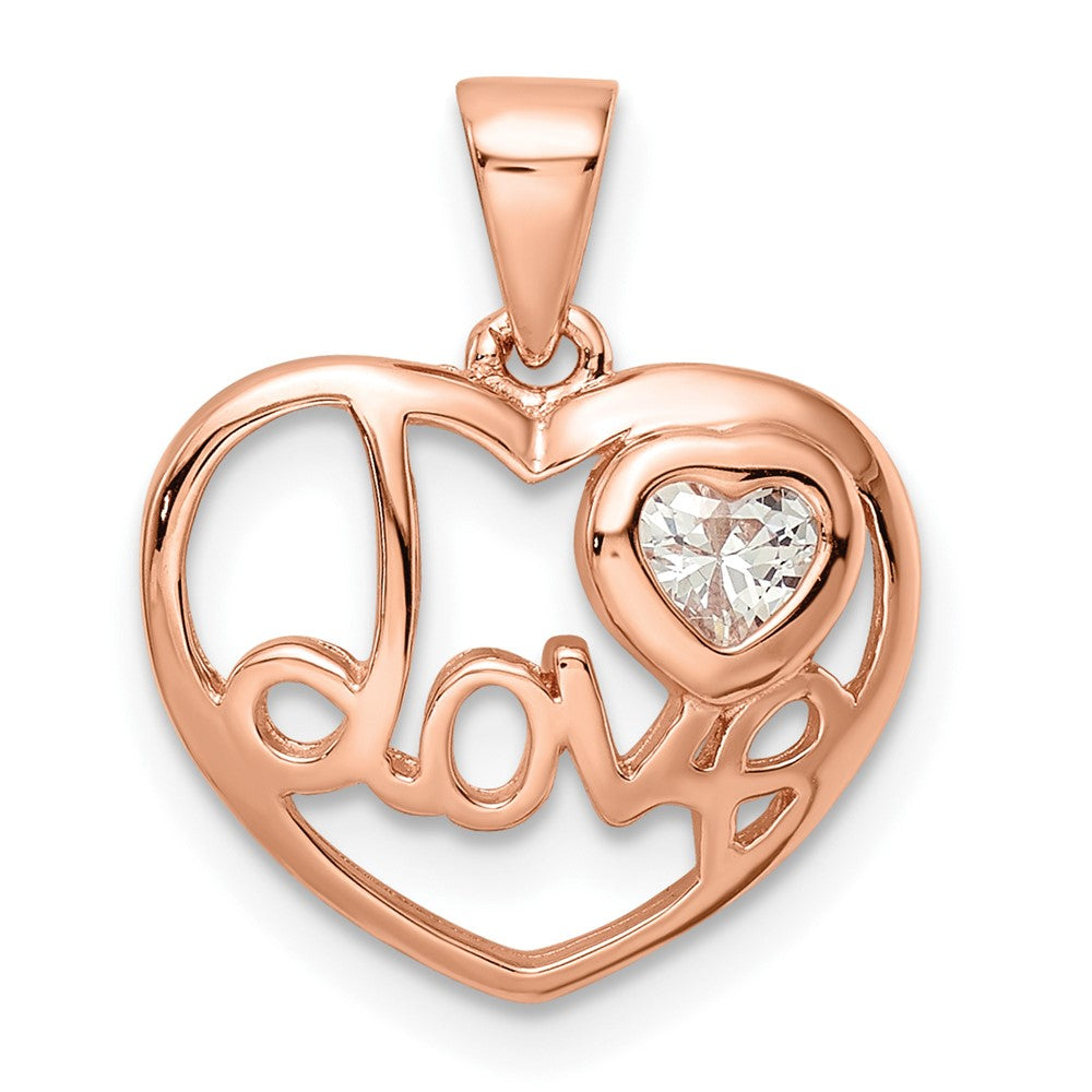 Sterlingsilber Roséfarben Zirkonia Liebe Herz Anhänger
