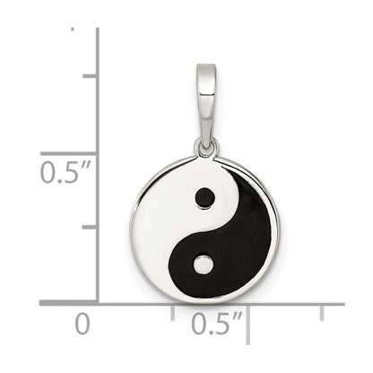 Sterlingsilber Rhodiniert Emailliert Yin Yang Anhänger