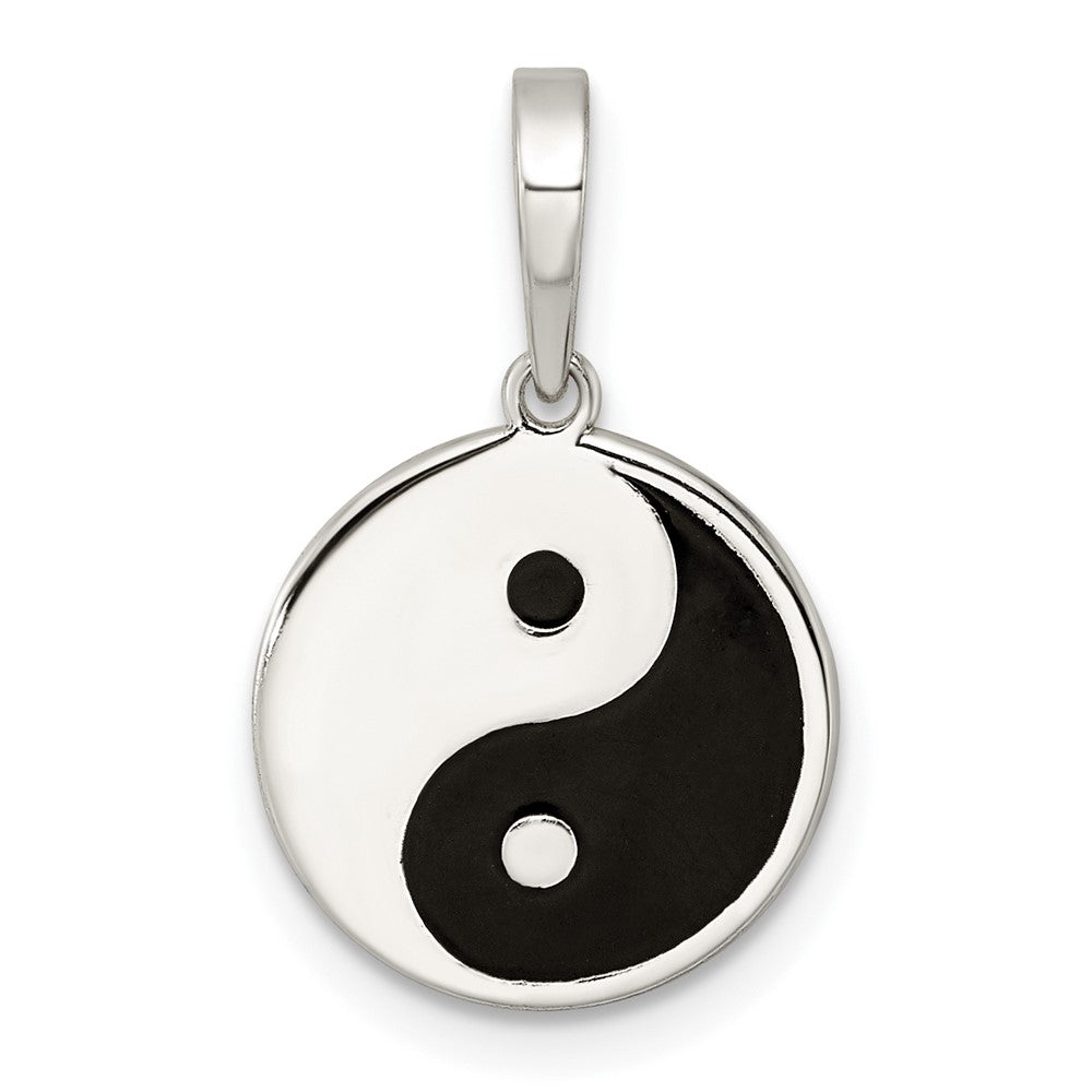 Sterlingsilber Rhodiniert Emailliert Yin Yang Anhänger