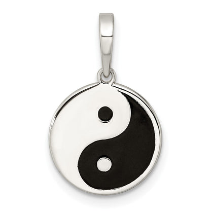 Sterlingsilber Rhodiniert Emailliert Yin Yang Anhänger
