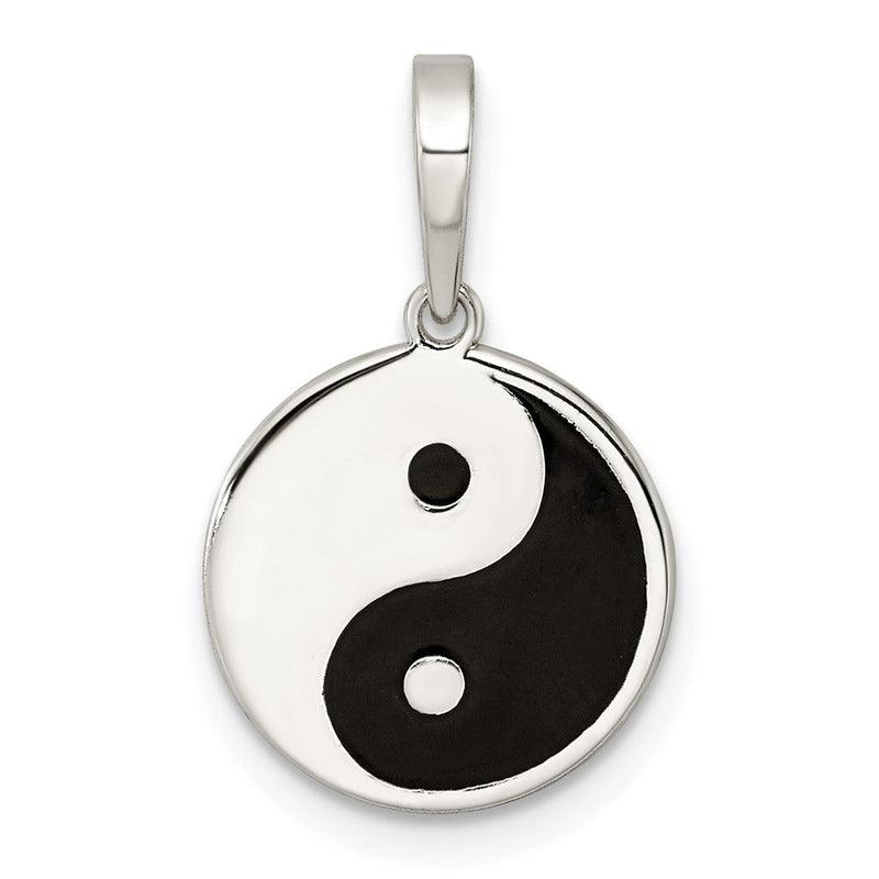 Sterlingsilber Rhodiniert Emailliert Yin Yang Anhänger
