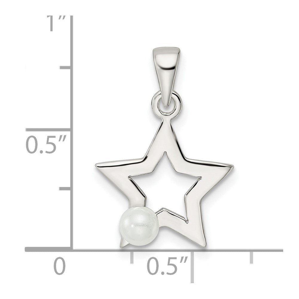 Sterlingsilber Rhodiniert Poliert Imitat Perle Stern Anhänger