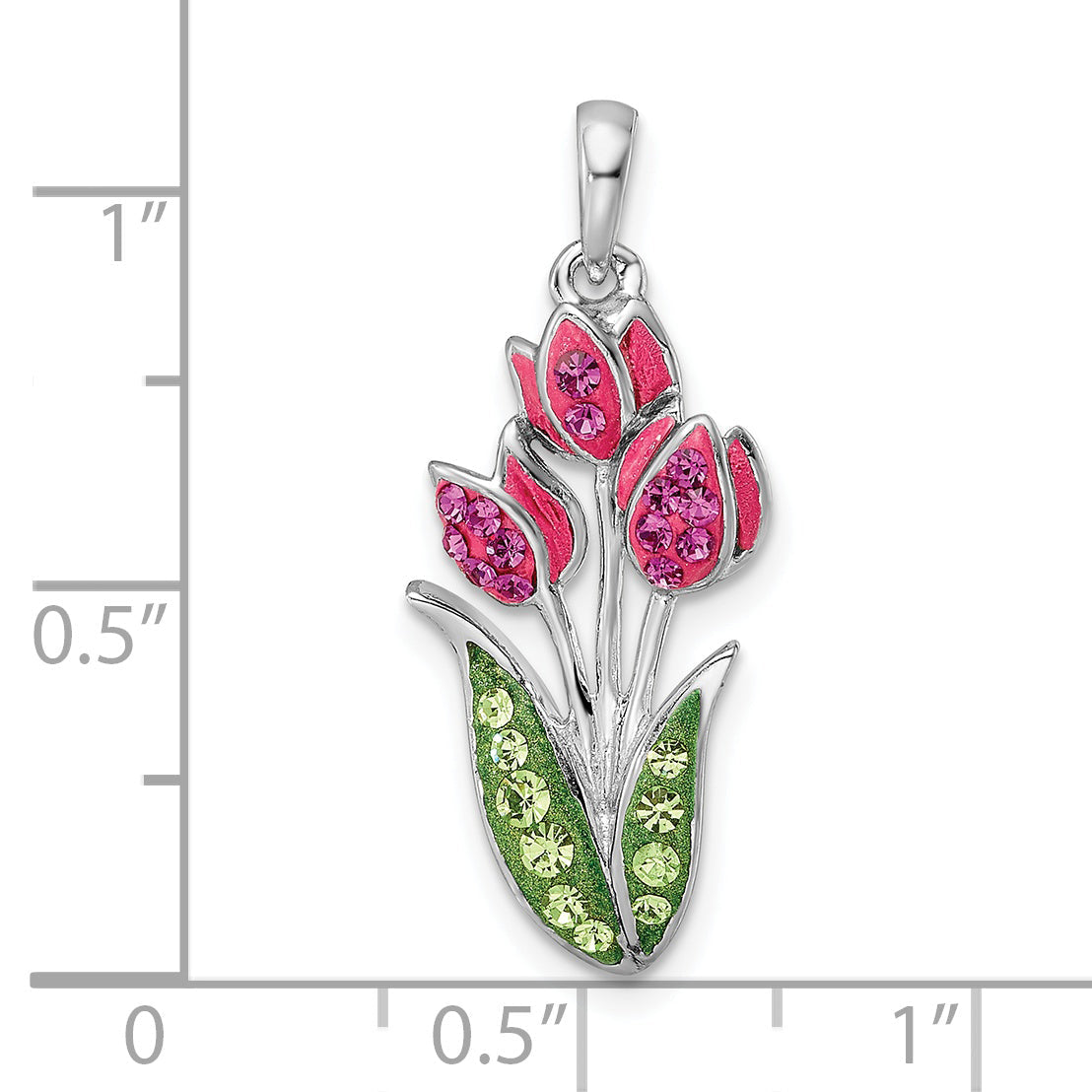 Sterlingsilber Rhodiniert Preciosa Kristall Tulips Anhänger