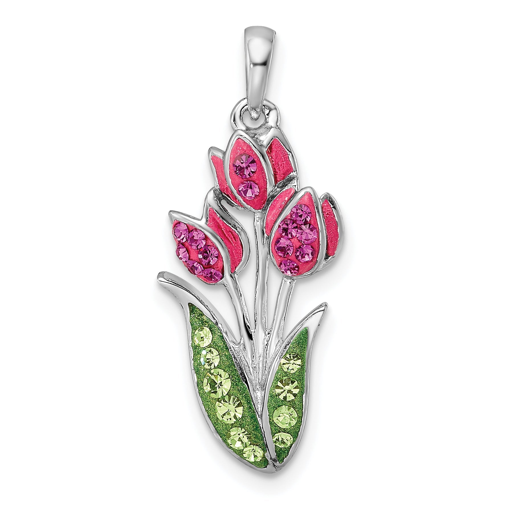 Sterlingsilber Rhodiniert Preciosa Kristall Tulips Anhänger