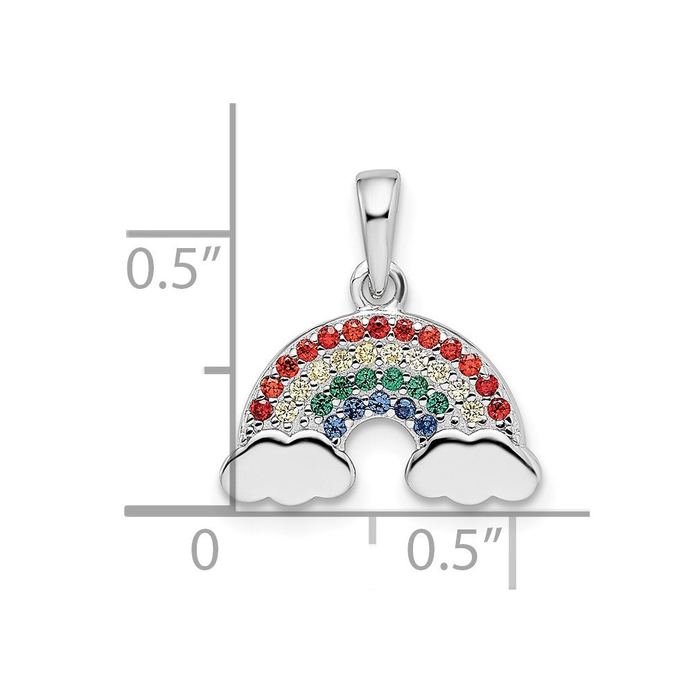 Sterlingsilber Rhodiniert Mehrfarbig Nano Kristall Regenbogen Anhänger