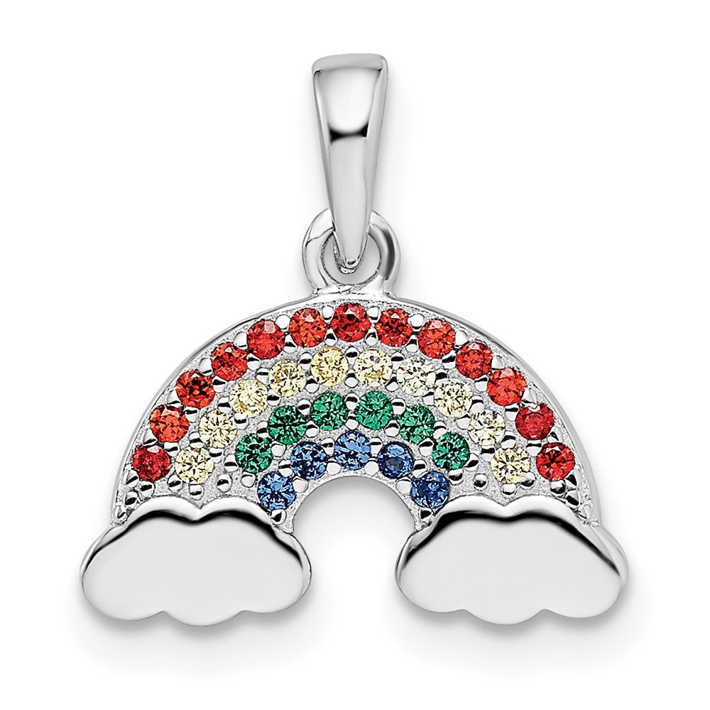 Sterlingsilber Rhodiniert Mehrfarbig Nano Kristall Regenbogen Anhänger