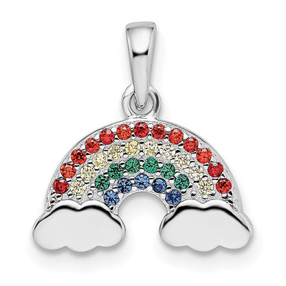 Sterlingsilber Rhodiniert Mehrfarbig Nano Kristall Regenbogen Anhänger