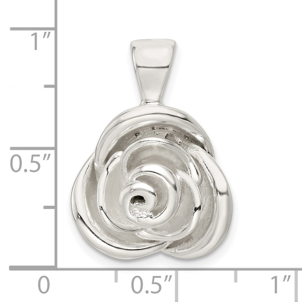 Sterlingsilber Poliert Hohl Rose Anhänger