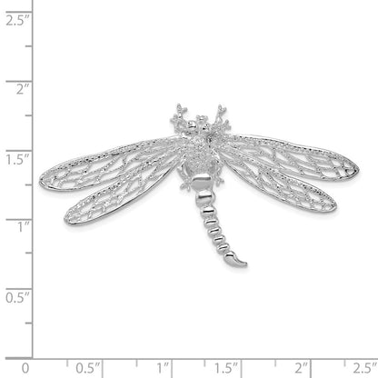 Sterlingsilber De-ani Rhodiniert Poliert Libelle mit Filigran Flügel Anhänger