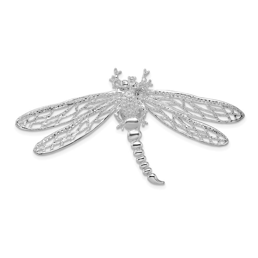 Sterlingsilber De-ani Rhodiniert Poliert Libelle mit Filigran Flügel Anhänger