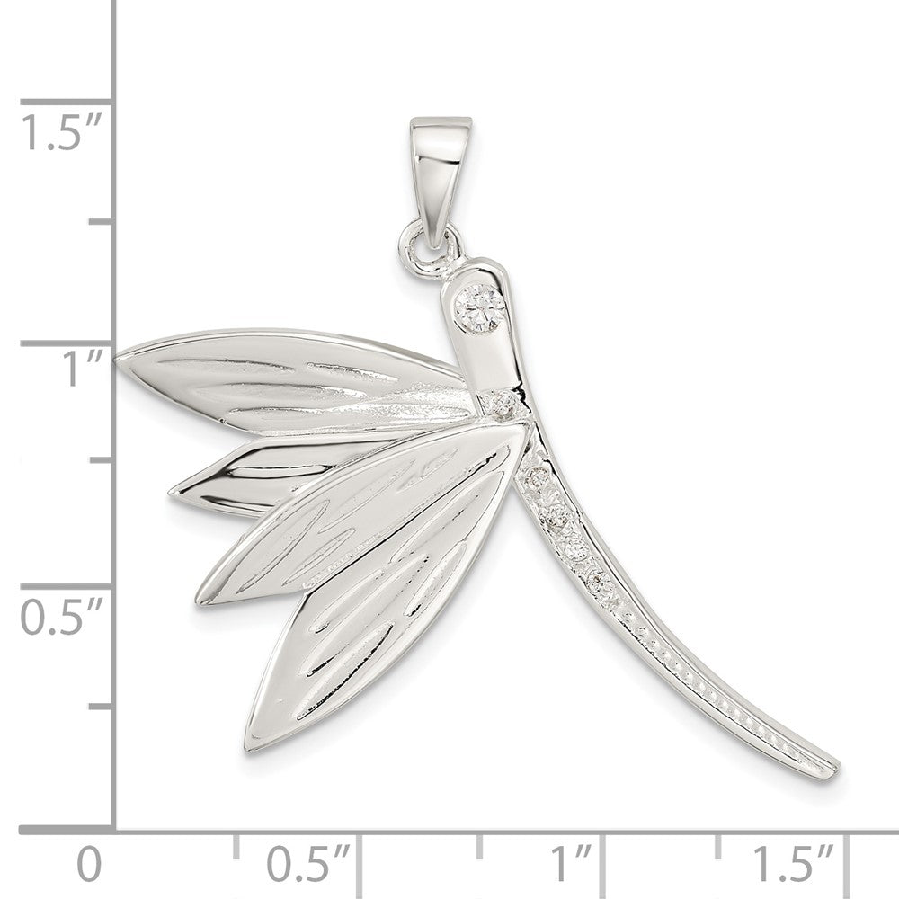 Sterlingsilber Poliert Zirkonia Libelle Anhänger