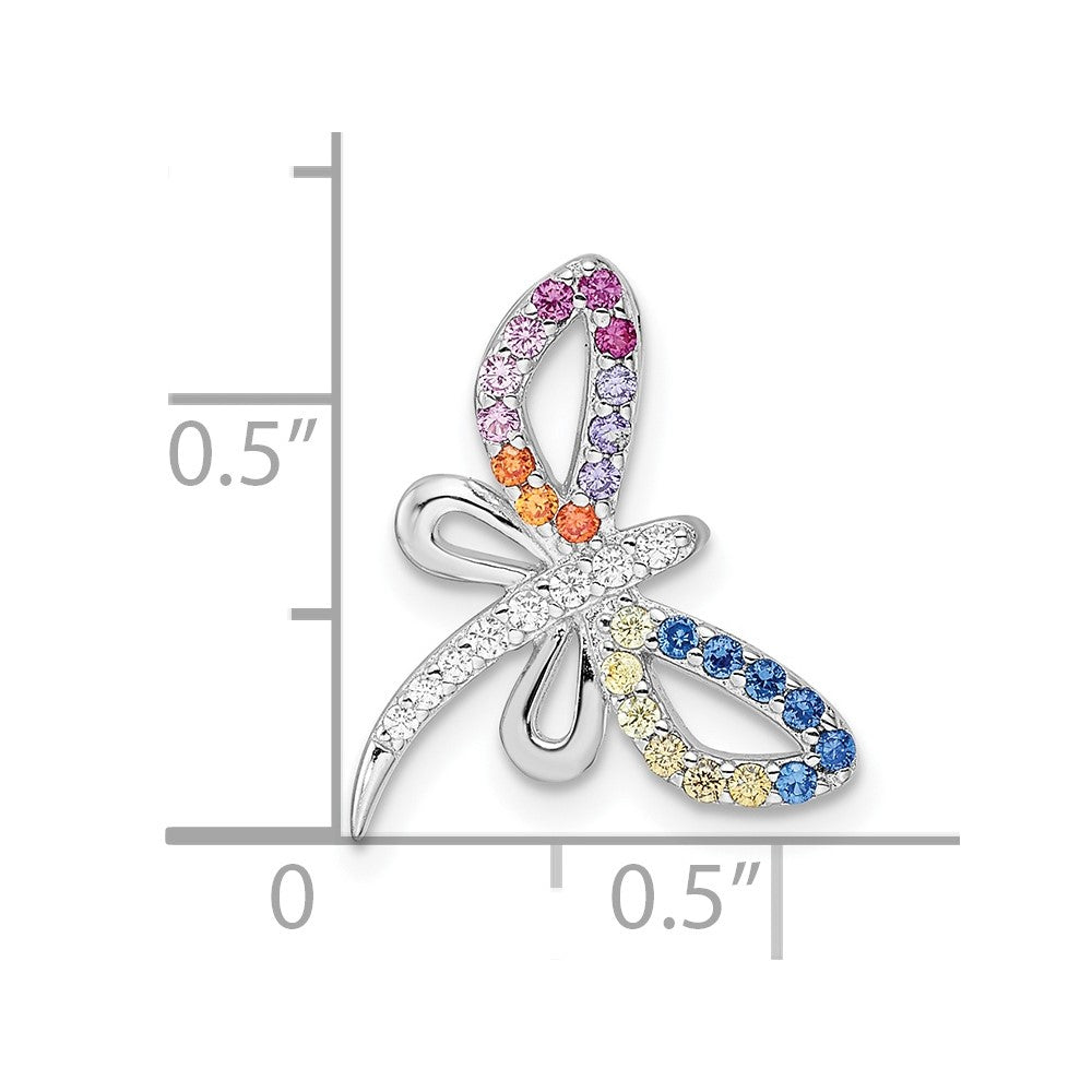 Sterlingsilber Rhodiniert Mehrfarbig Zirkonia Libelle Kette Anhänger