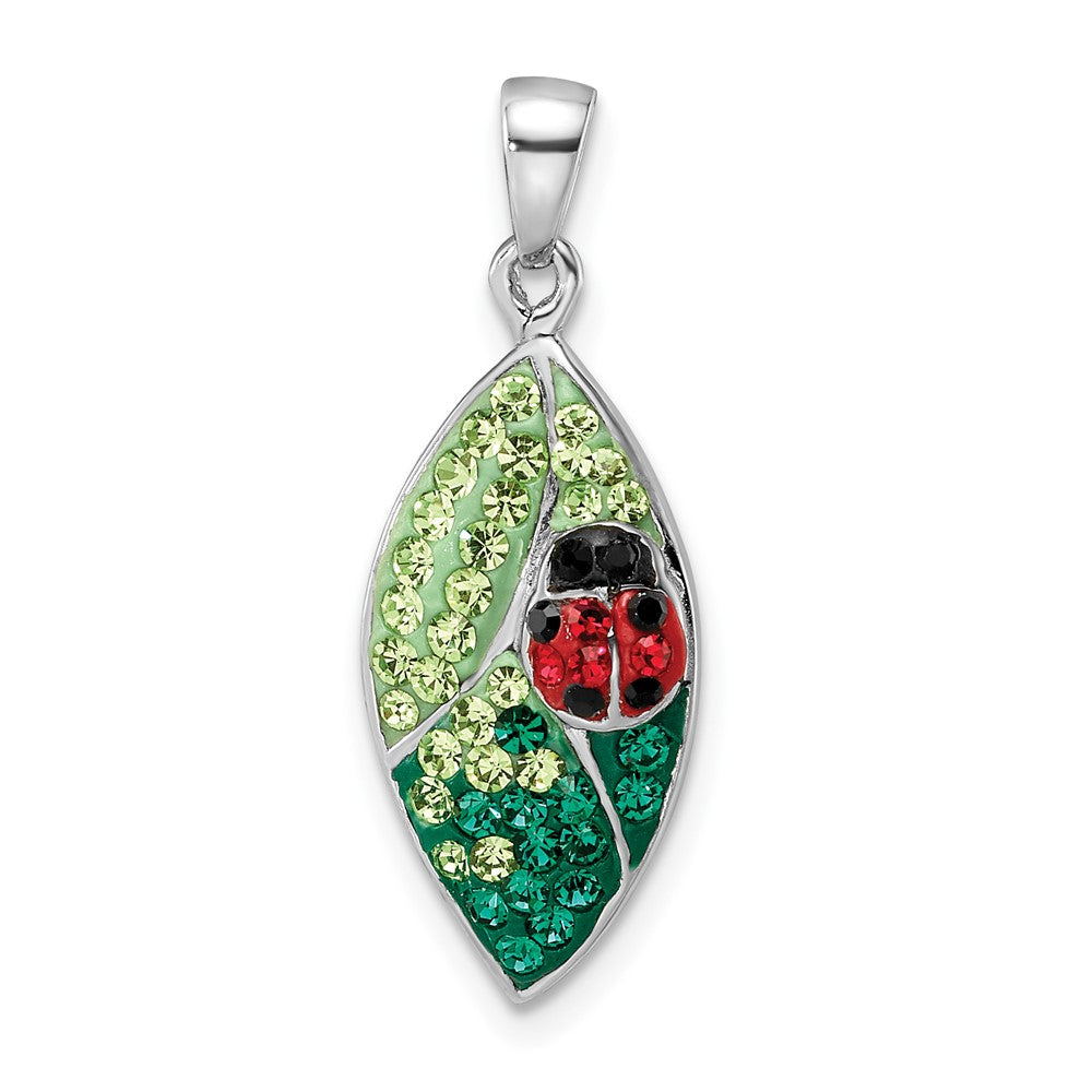 Sterlingsilber Rhodiniert Preciosa Kristall Blatt mit Marienkäfer Anhänger