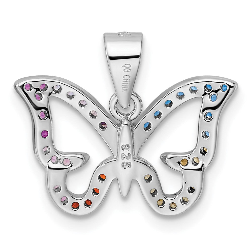 Sterlingsilber Rhodiniert Mehrfarbig Zirkonia Schmetterling Anhänger