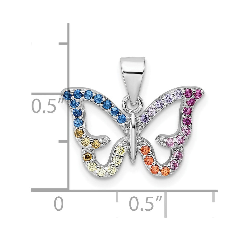 Sterlingsilber Rhodiniert Mehrfarbig Zirkonia Schmetterling Anhänger