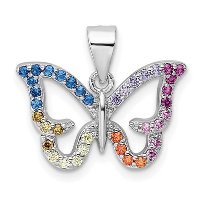 Sterlingsilber Rhodiniert Mehrfarbig Zirkonia Schmetterling Anhänger