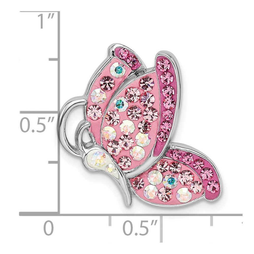 Sterlingsilber Rhodiniert Preciosa Kristall Schmetterling Kette Anhänger