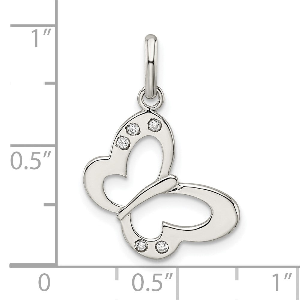 Sterlingsilber Poliert Zirkonia Schmetterling Anhänger