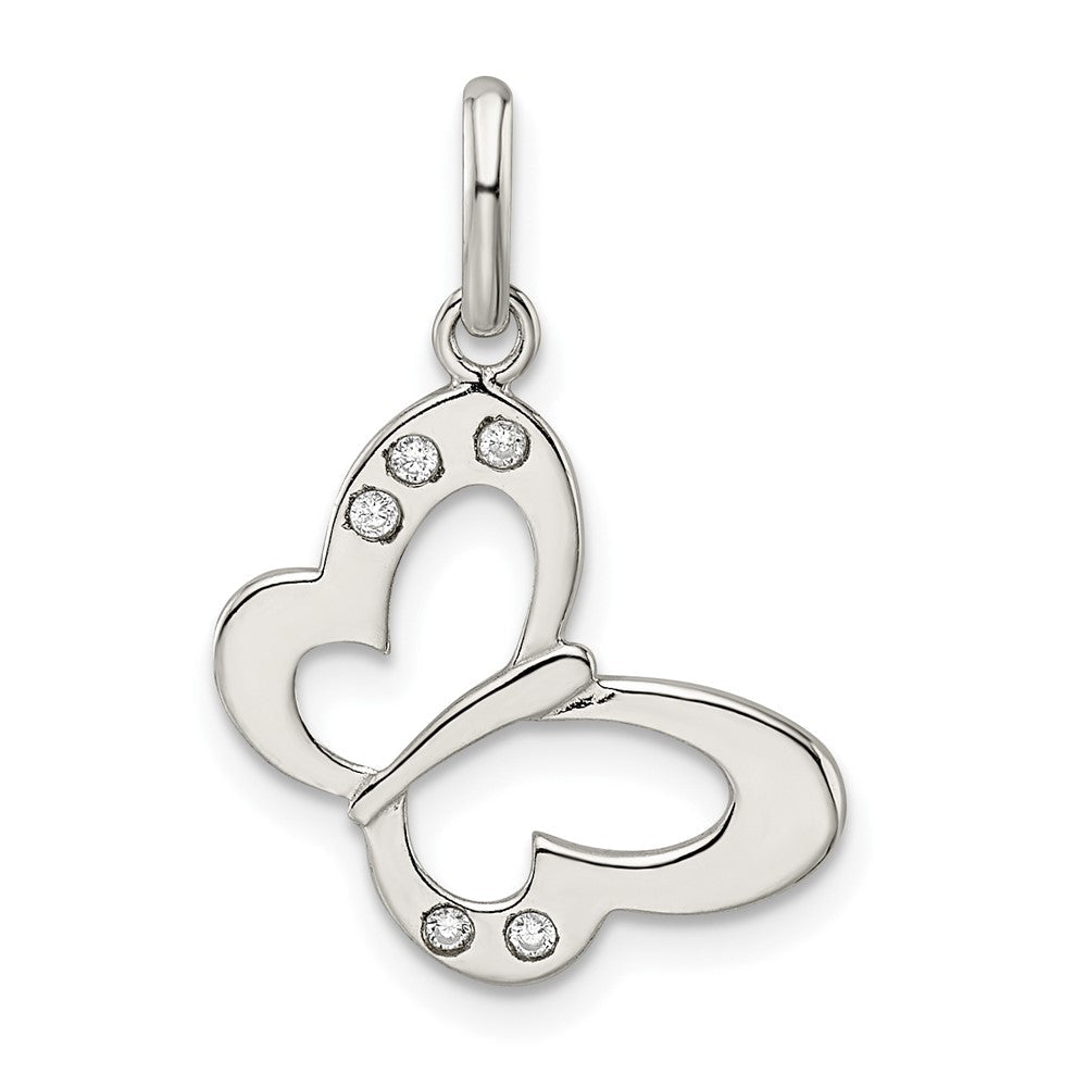 Sterlingsilber Poliert Zirkonia Schmetterling Anhänger