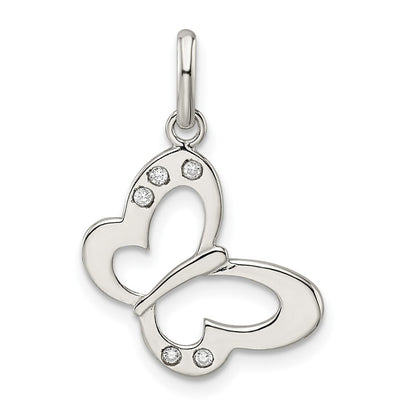Sterlingsilber Poliert Zirkonia Schmetterling Anhänger