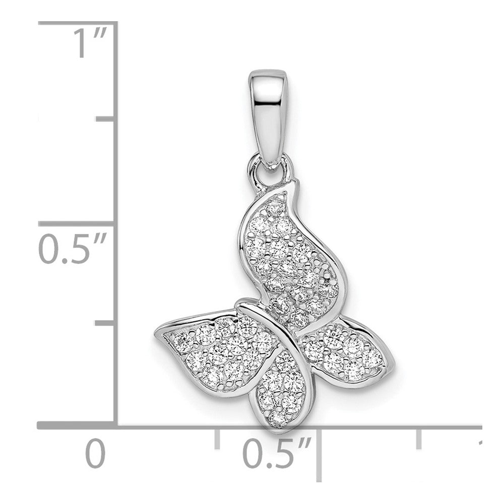 Sterlingsilber Rhodiniert Zirkonia Schmetterling Anhänger