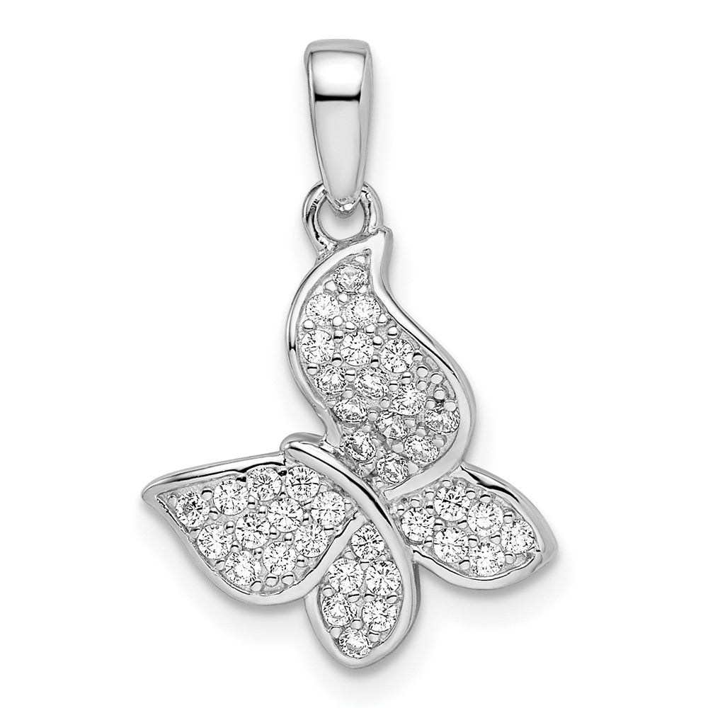 Sterlingsilber Rhodiniert Zirkonia Schmetterling Anhänger