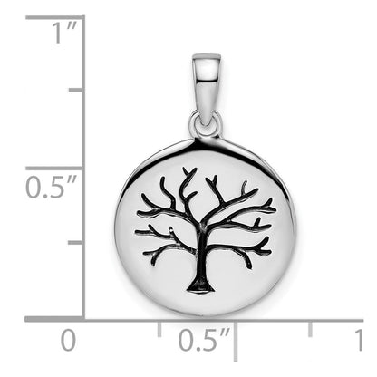 Sterlingsilber Rhodiniert Oxidiert Kreis Baum Anhänger