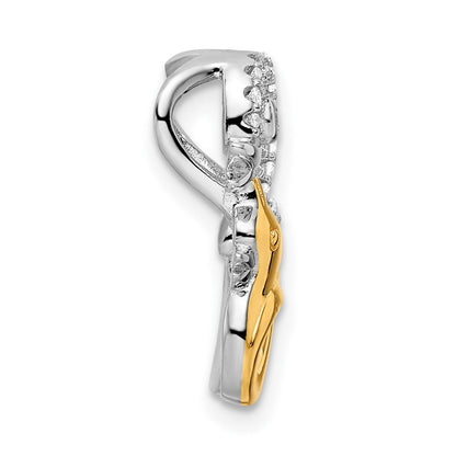Sterlingsilber Rhodiniert Zirkonia Goldfarben Duck Anhänger