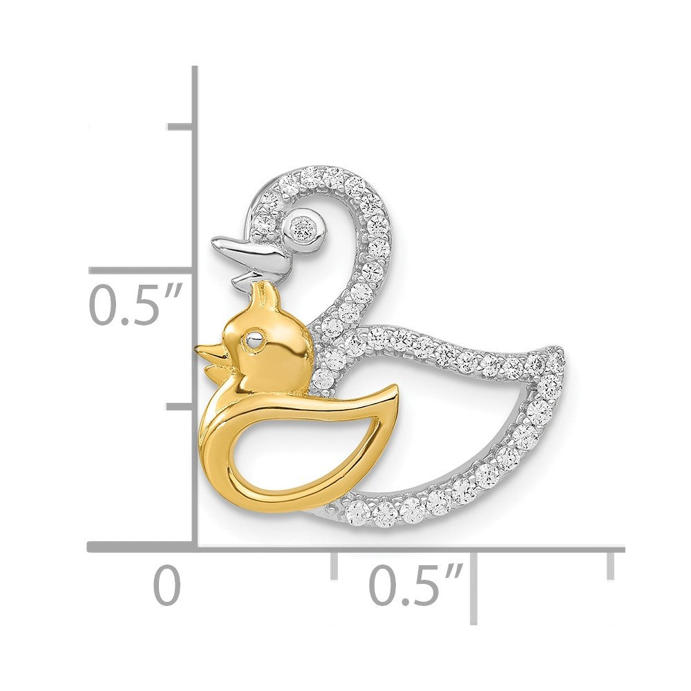 Sterlingsilber Rhodiniert Zirkonia Goldfarben Duck Anhänger