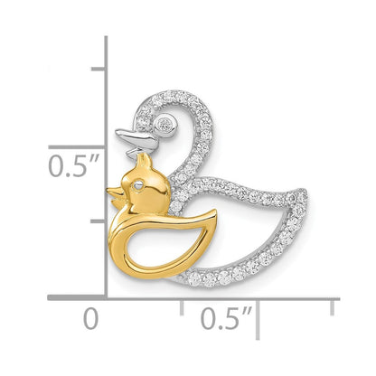 Sterlingsilber Rhodiniert Zirkonia Goldfarben Duck Anhänger