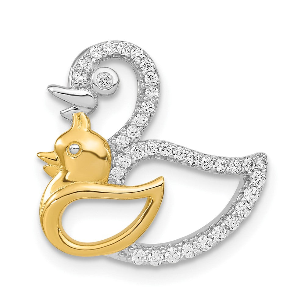 Sterlingsilber Rhodiniert Zirkonia Goldfarben Duck Anhänger