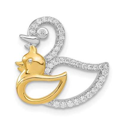 Sterlingsilber Rhodiniert Zirkonia Goldfarben Duck Anhänger