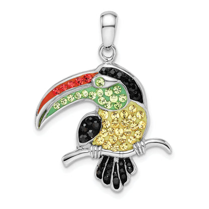 Sterlingsilber Rhodiniert Preciosa Kristall Toucan Anhänger